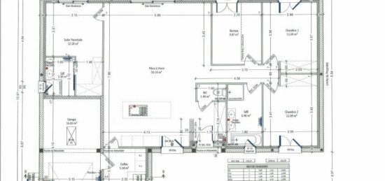 Plan de maison Surface terrain 105 m2 - 5 pièces - 4  chambres -  avec garage 