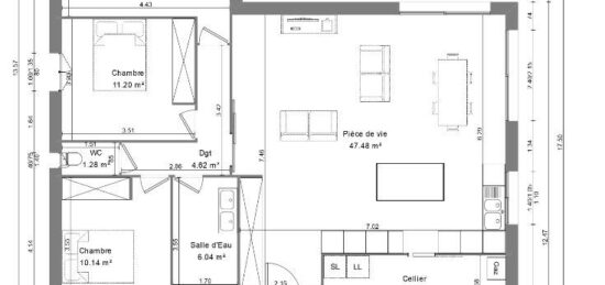 Plan de maison Surface terrain 110 m2 - 4 pièces - 3  chambres -  avec garage 