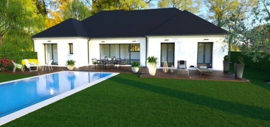 Plan de maison Surface terrain 120 m2 - 6 pièces - 4  chambres -  avec garage 