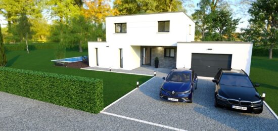 Plan de maison Surface terrain 180 m2 - 6 pièces - 4  chambres -  avec garage 