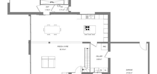 Plan de maison Surface terrain 180 m2 - 6 pièces - 4  chambres -  avec garage 