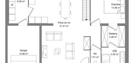 Plan de maison Surface terrain 110 m2 - 4 pièces - 4  chambres -  avec garage 