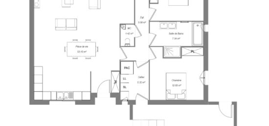 Plan de maison Surface terrain 110 m2 - 4 pièces - 3  chambres -  avec garage 