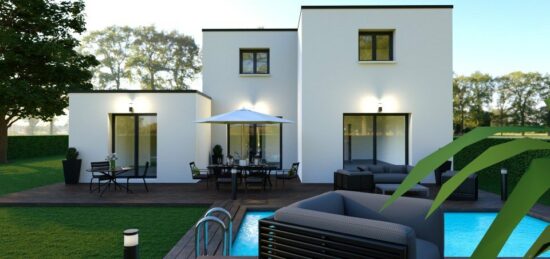 Plan de maison Surface terrain 110 m2 - 4 pièces - 3  chambres -  avec garage 