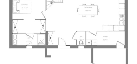 Plan de maison Surface terrain 130 m2 - 4 pièces - 4  chambres -  avec garage 
