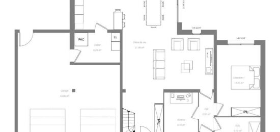 Plan de maison Surface terrain 150 m2 - 5 pièces - 5  chambres -  avec garage 