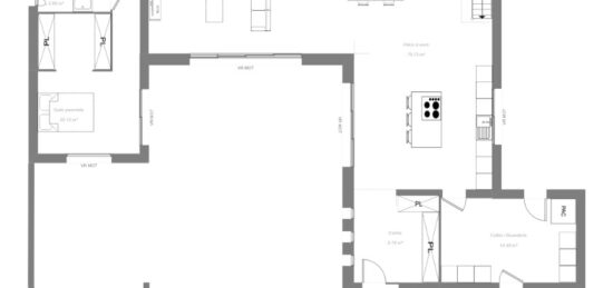 Plan de maison Surface terrain 200 m2 - 5 pièces - 4  chambres -  avec garage 